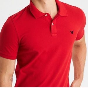 American Eagle Flex Red Logo Short Sleeve Polo SZ XL